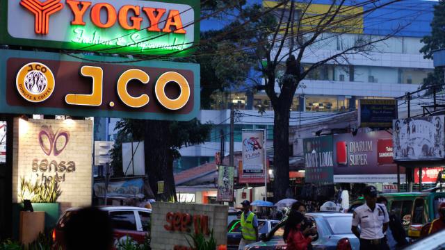 A view of a commercial area in Bandung, Indonesia.