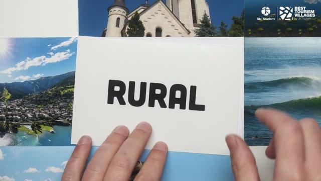 An index card showing the words "rural" on it.
