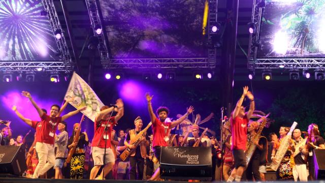 Performers take the stage at last year's Rainforest World Music Festival.